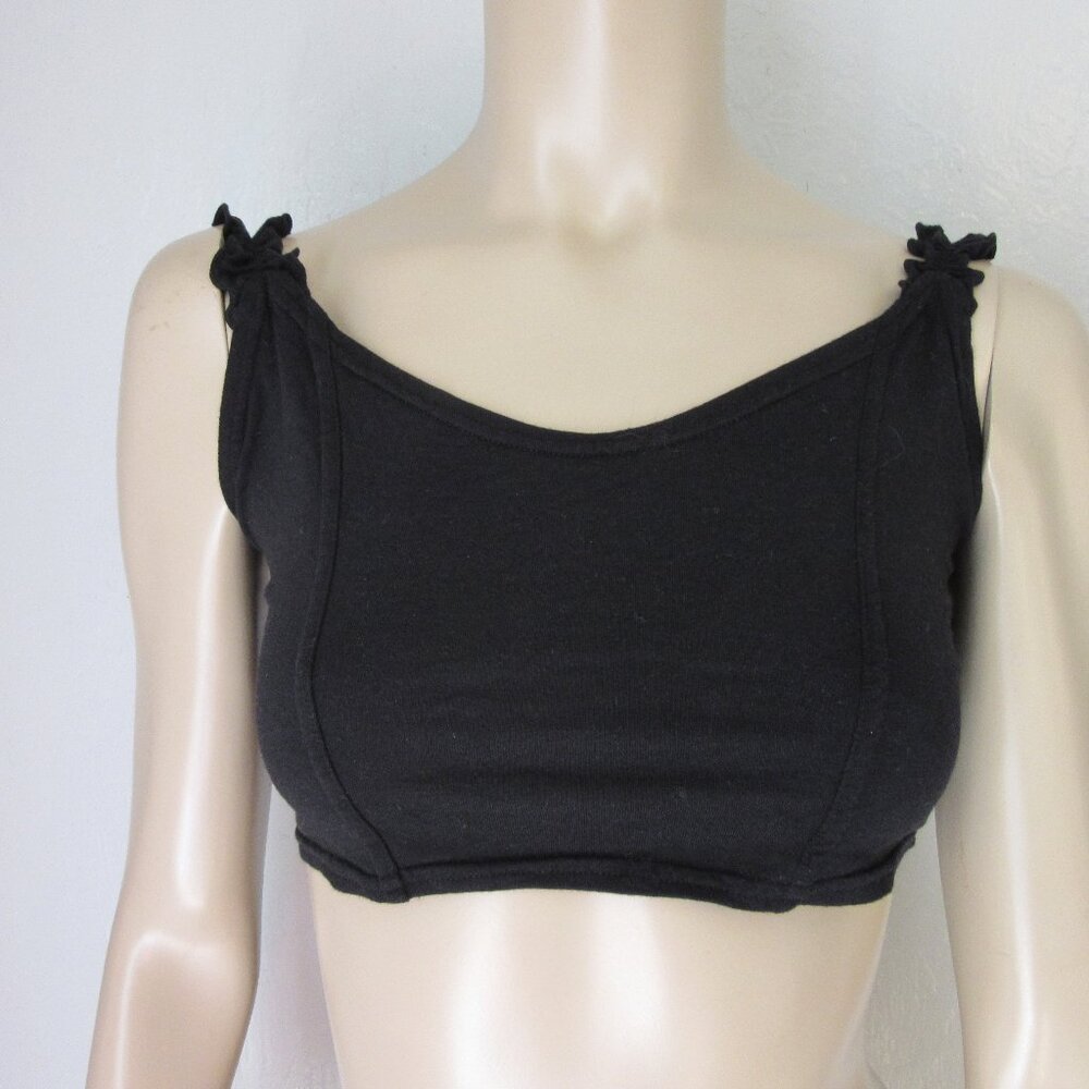 Thief of Bandit Black Ruffled Sleeves Medium Crop Top